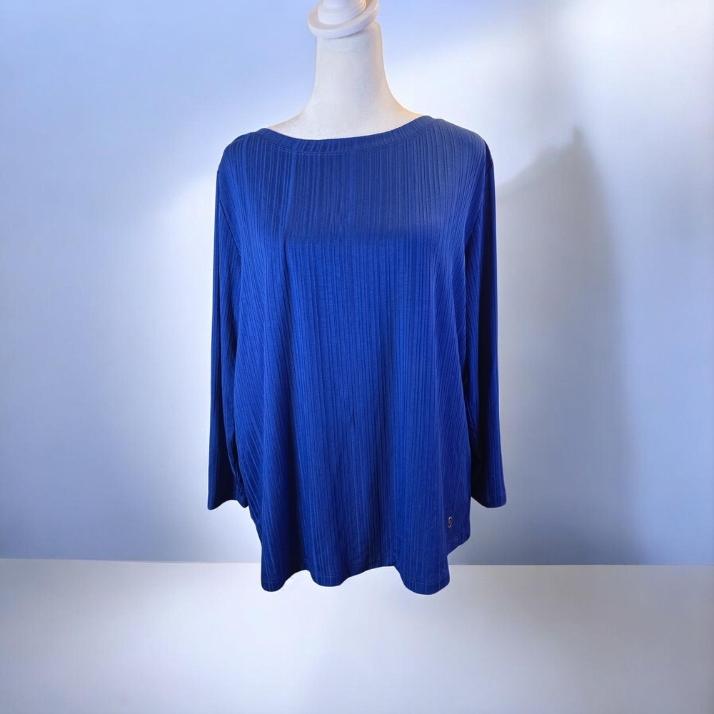 St. John Royal Blue Long Sleeve Ribbed Top